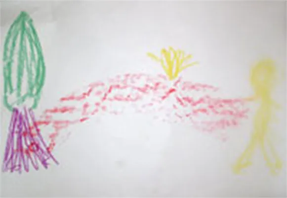 A bridge leading from a figure to a tree